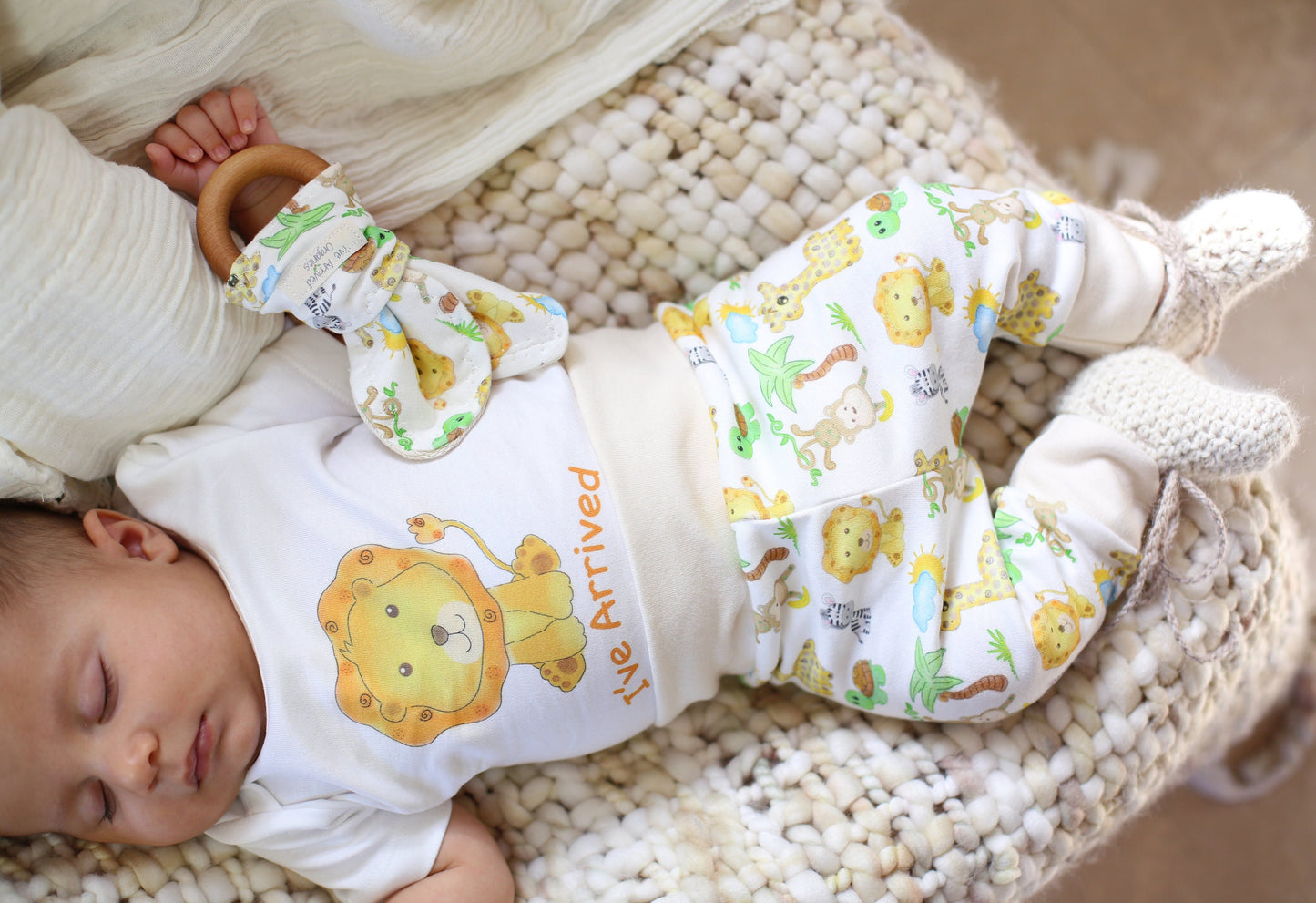 Personalized Lion Safari Gender Neutral Baby Gift Basket