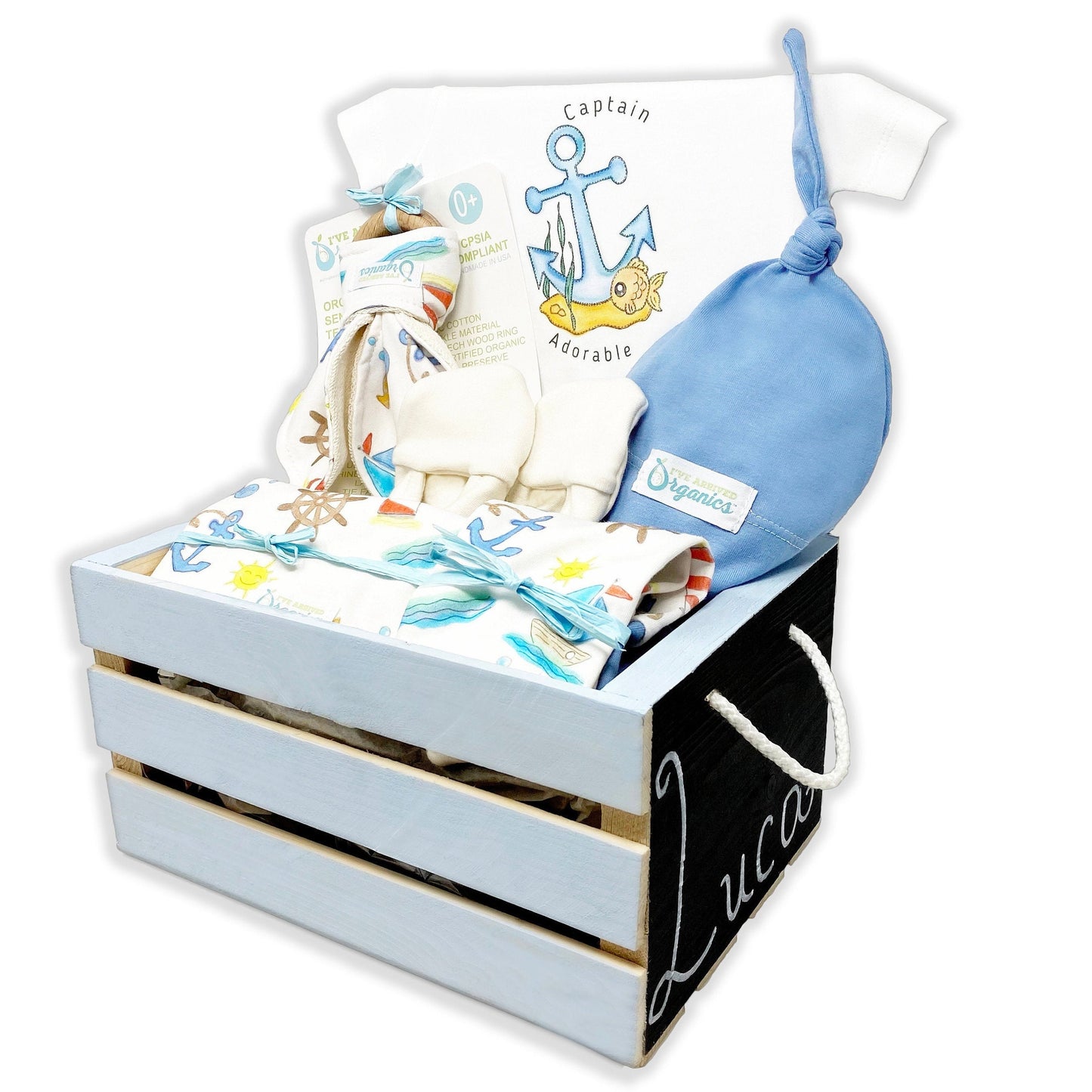 Personalized Nautical Anchor Baby Boy Gift Basket