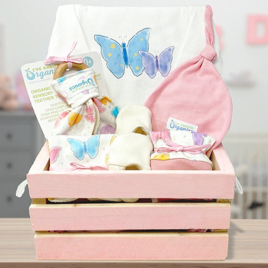 Personalized Butterflies Baby Girl Gift Basket