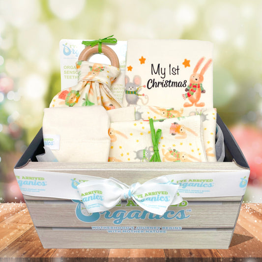 Personalized Christmas Bunnies Gender Neutral Baby Gift Basket