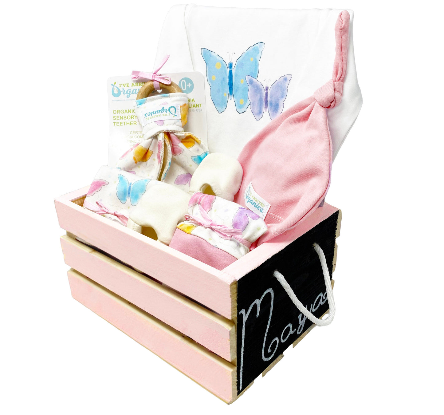 Personalized Butterflies Baby Girl Gift Basket