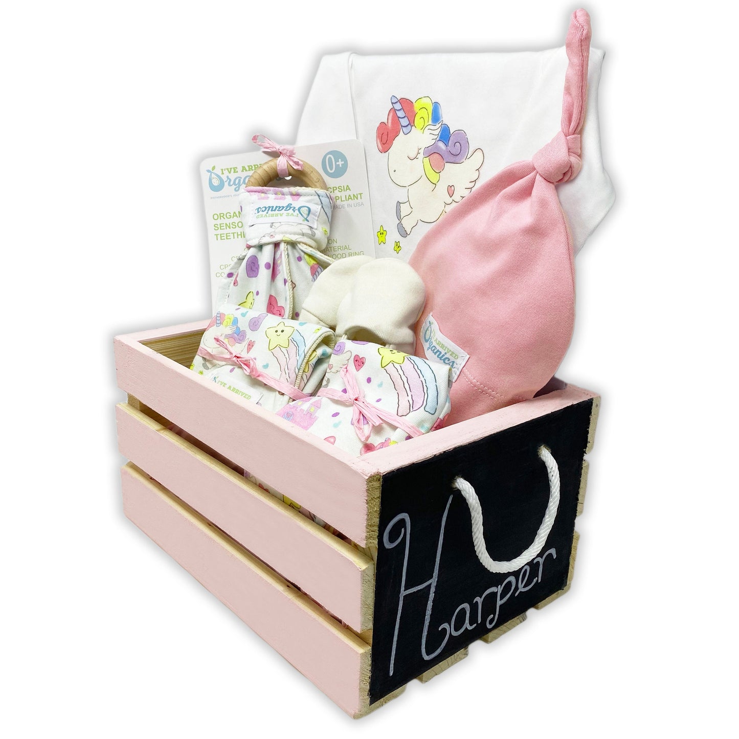 Personalized Unicorn Baby Girl Gift Basket