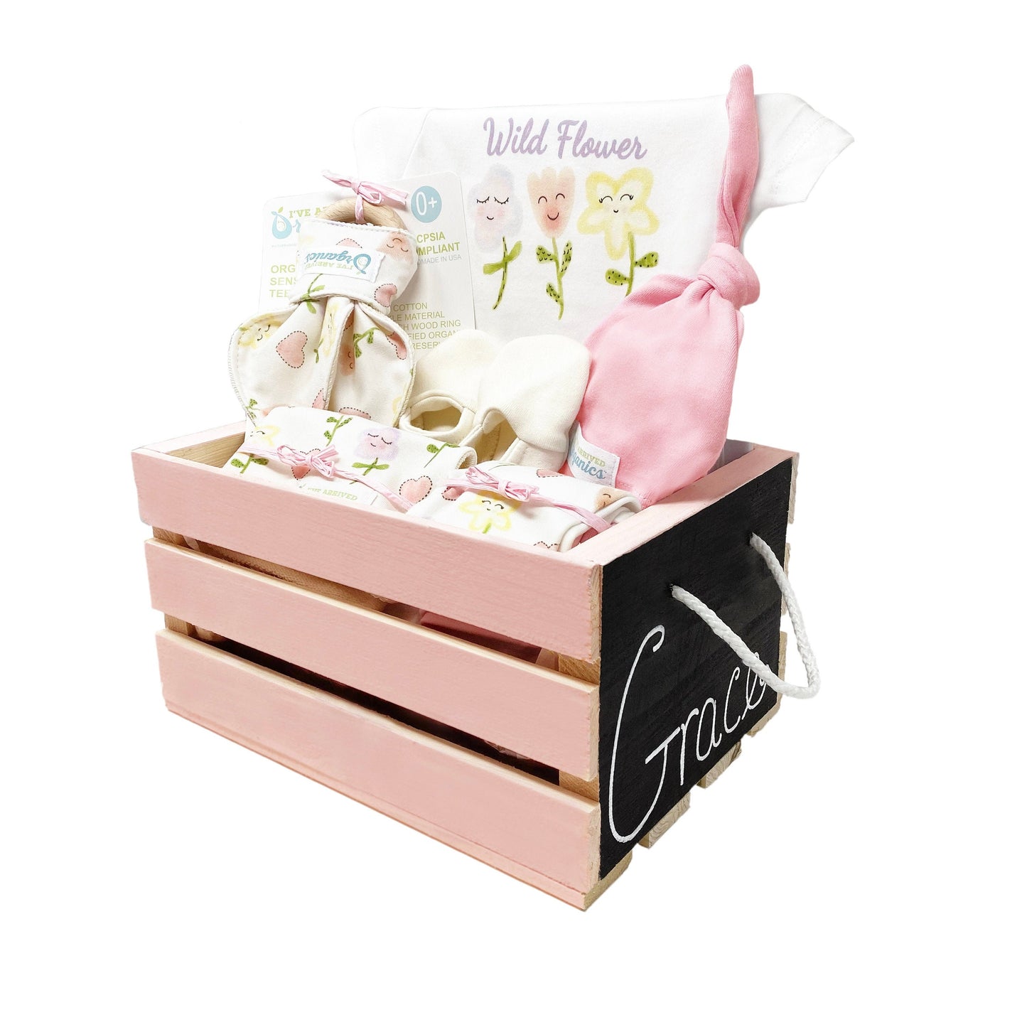 Personalized Wildflower Baby Girl Gift Basket