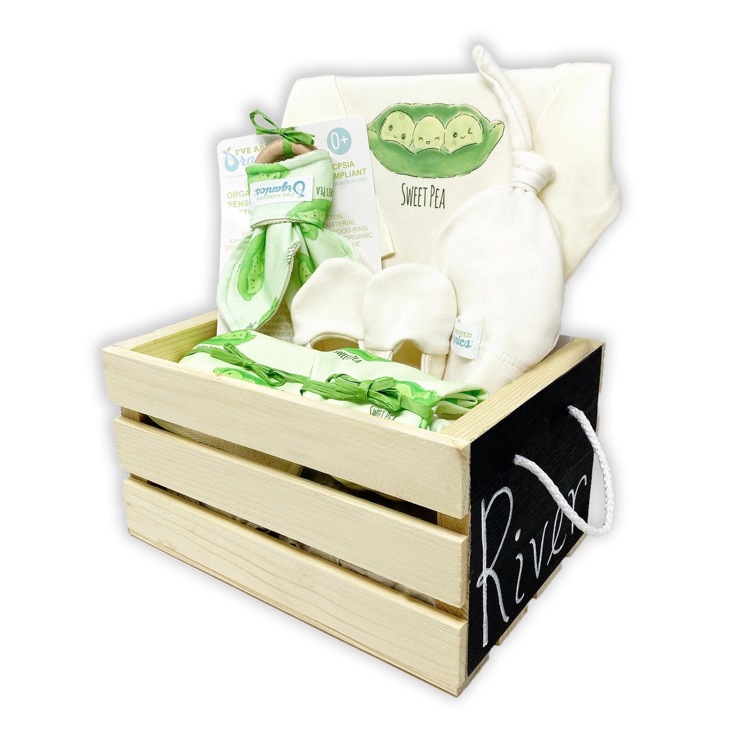 Personalized Sweet Pea Gender Neutral Baby Gift Basket