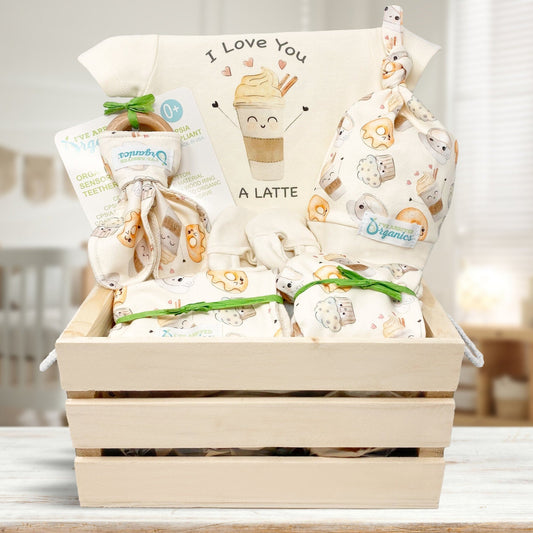 Personalized Latte Gender Neutral Baby Gift Basket