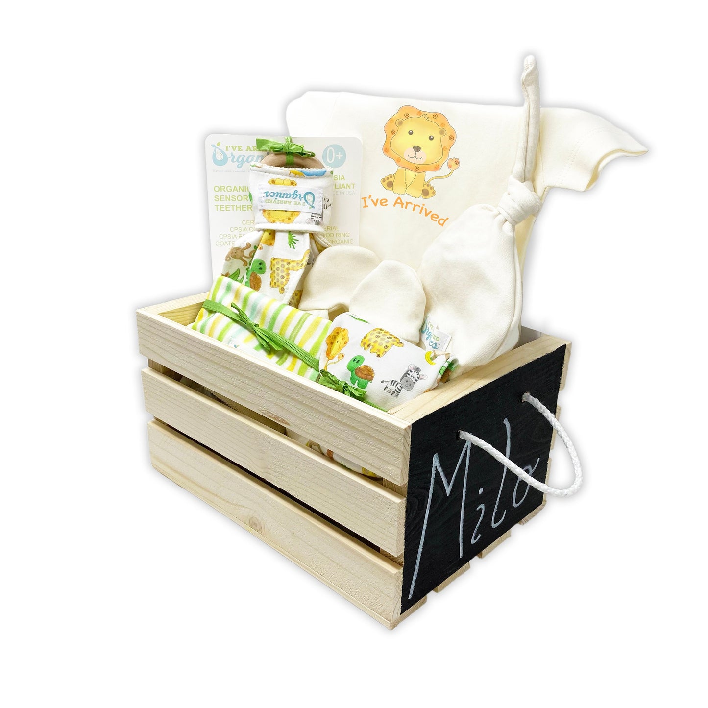 Personalized Lion Safari Gender Neutral Baby Gift Basket