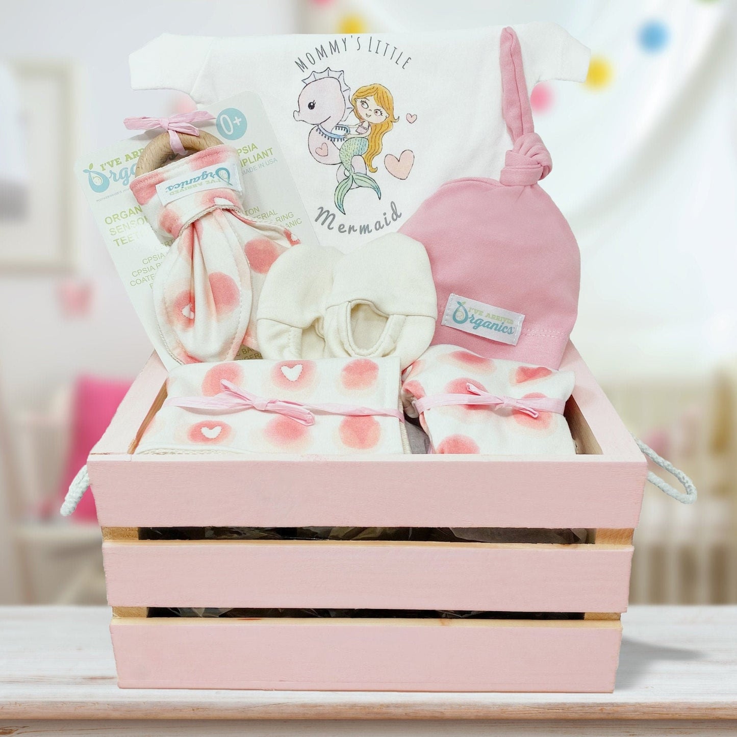 Personalized Mermaid Baby Girl Gift Basket