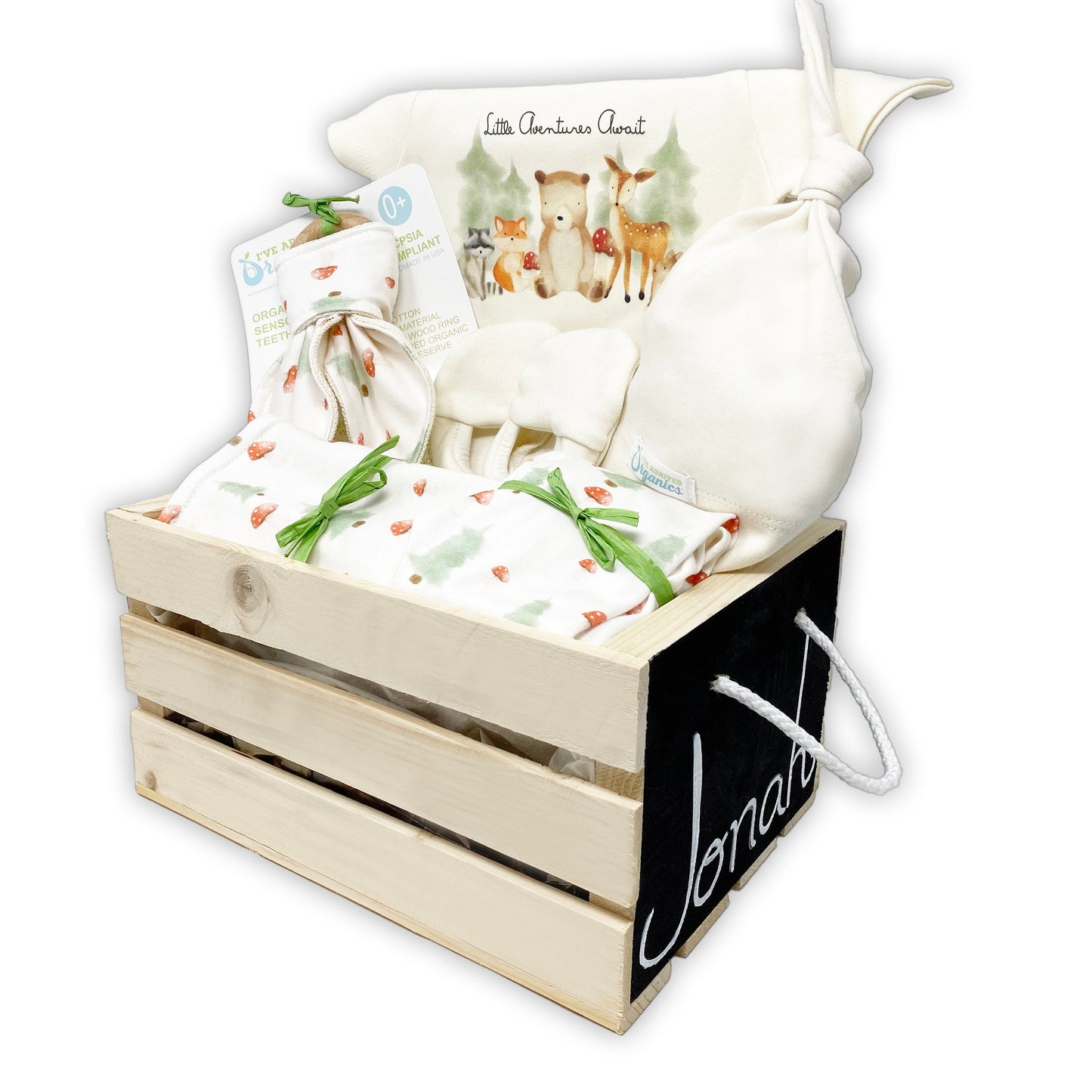 Personalized Woodland Gender Neutral Baby Gift Basket