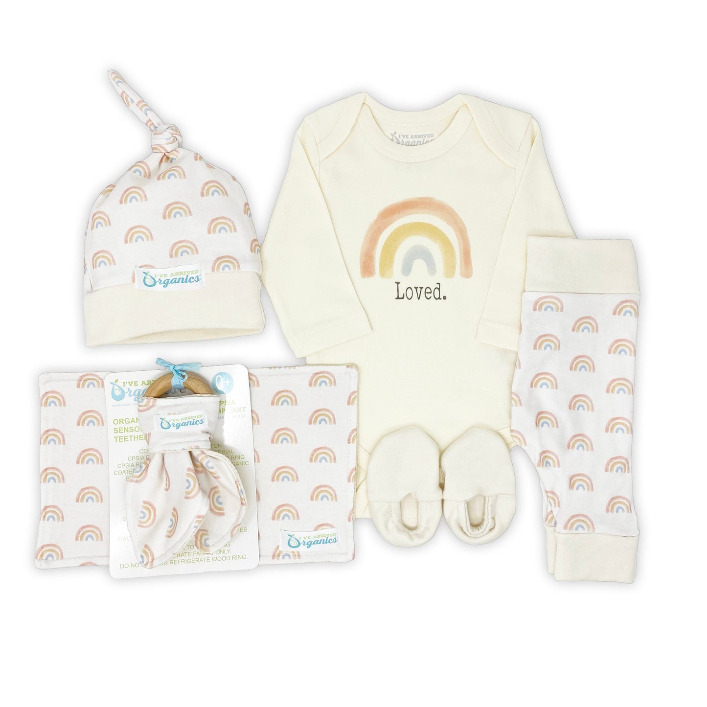 Personalized Rainbow Gender Neutral Baby Gift Basket