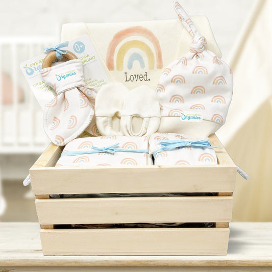 Personalized Rainbow Gender Neutral Baby Gift Basket