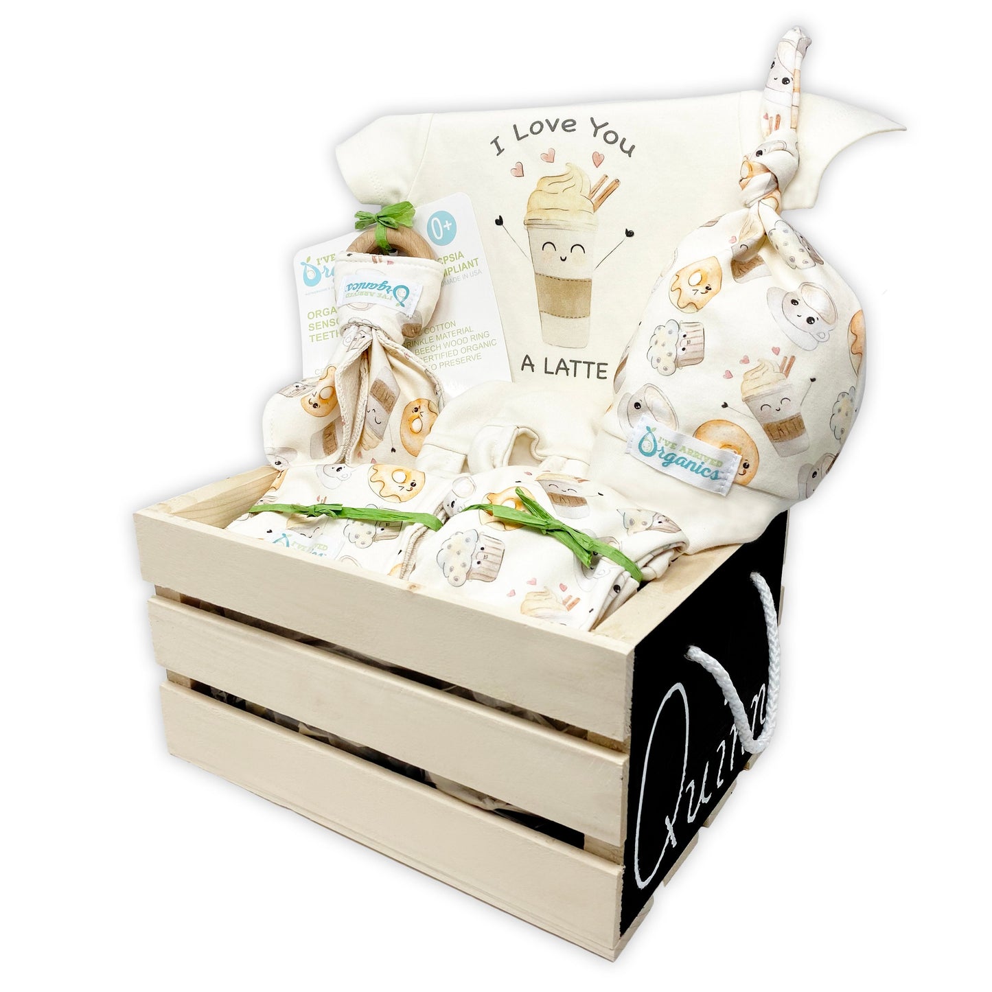 Personalized Latte Gender Neutral Baby Gift Basket
