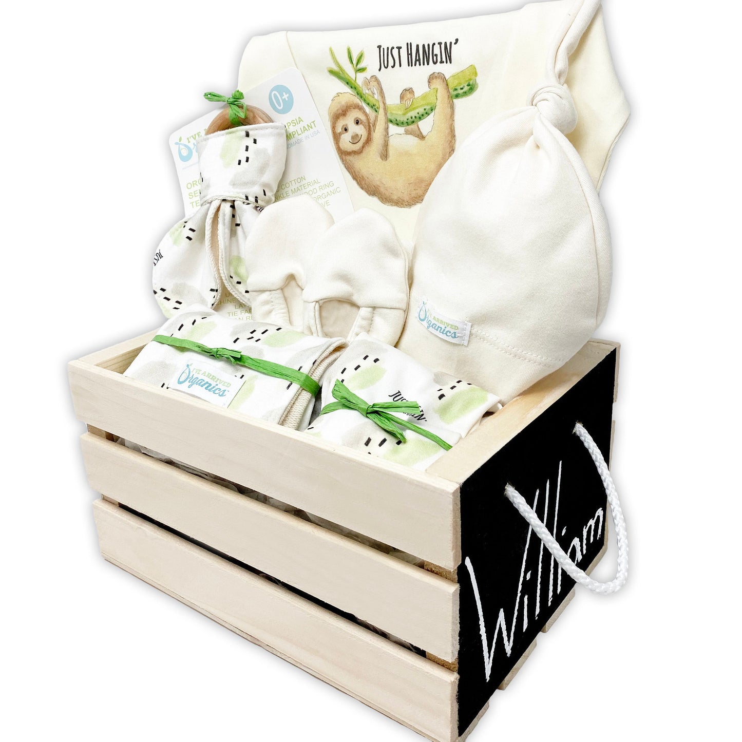 Personalized Sloth Gender Neutral Baby Gift Basket