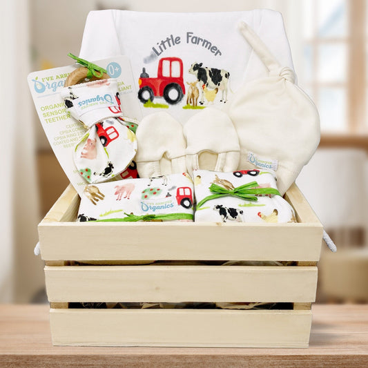 Personalized Farm Animals Gender Neutral Baby Gift Basket