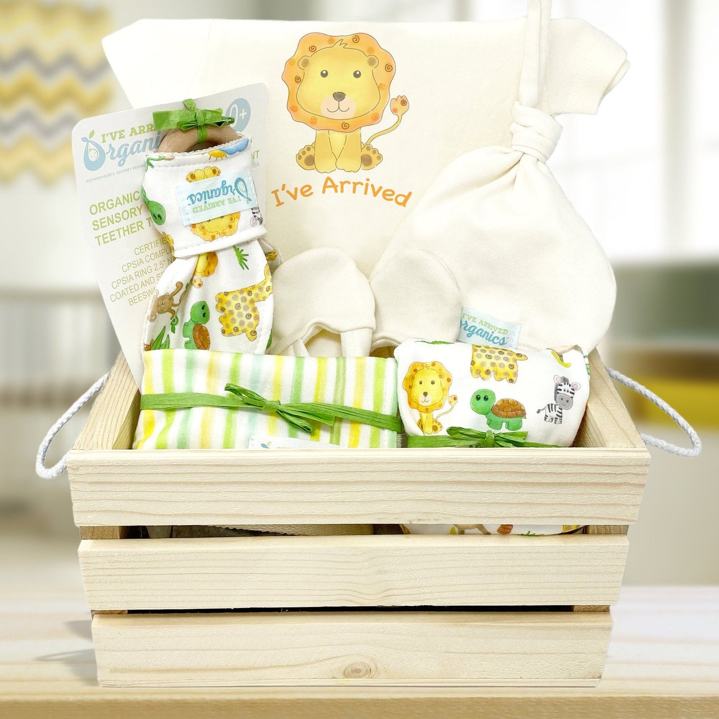 Personalized Lion Safari Gender Neutral Baby Gift Basket
