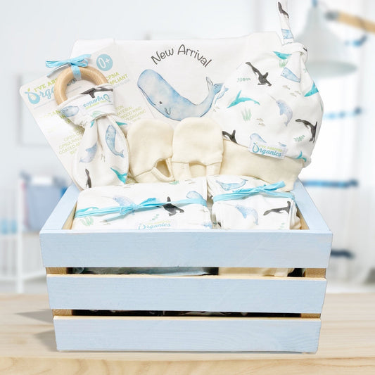 Personalized Nautical Whale Baby Boy Gift Basket