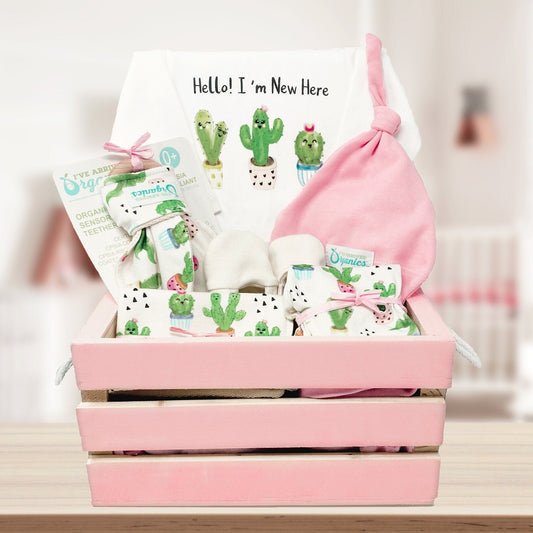 Personalized Cactus Baby Girl Gift Basket