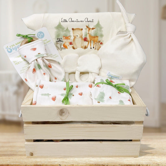 Personalized Woodland Gender Neutral Baby Gift Basket