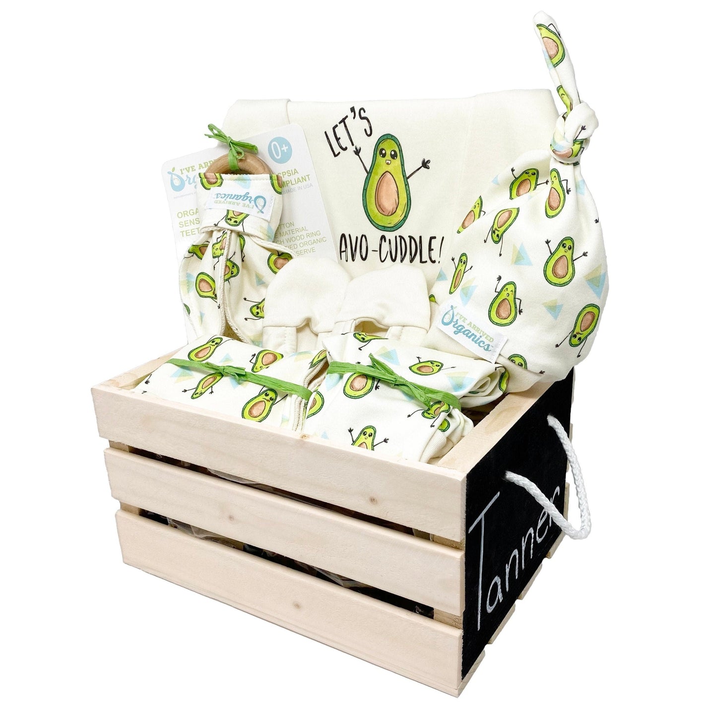 Personalized Avocado Gender Neutral Baby Gift Basket