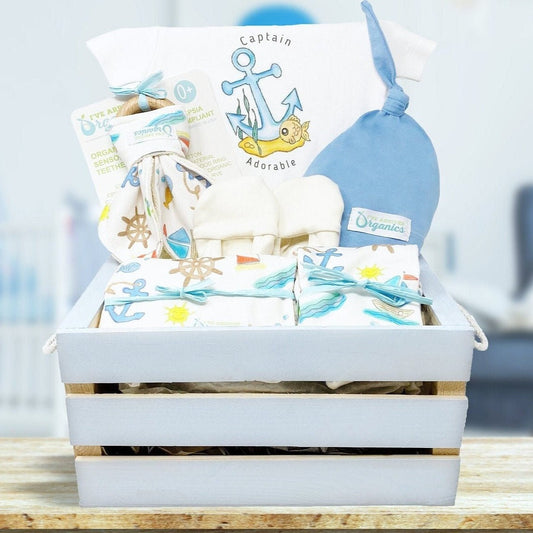 Personalized Nautical Anchor Baby Boy Gift Basket